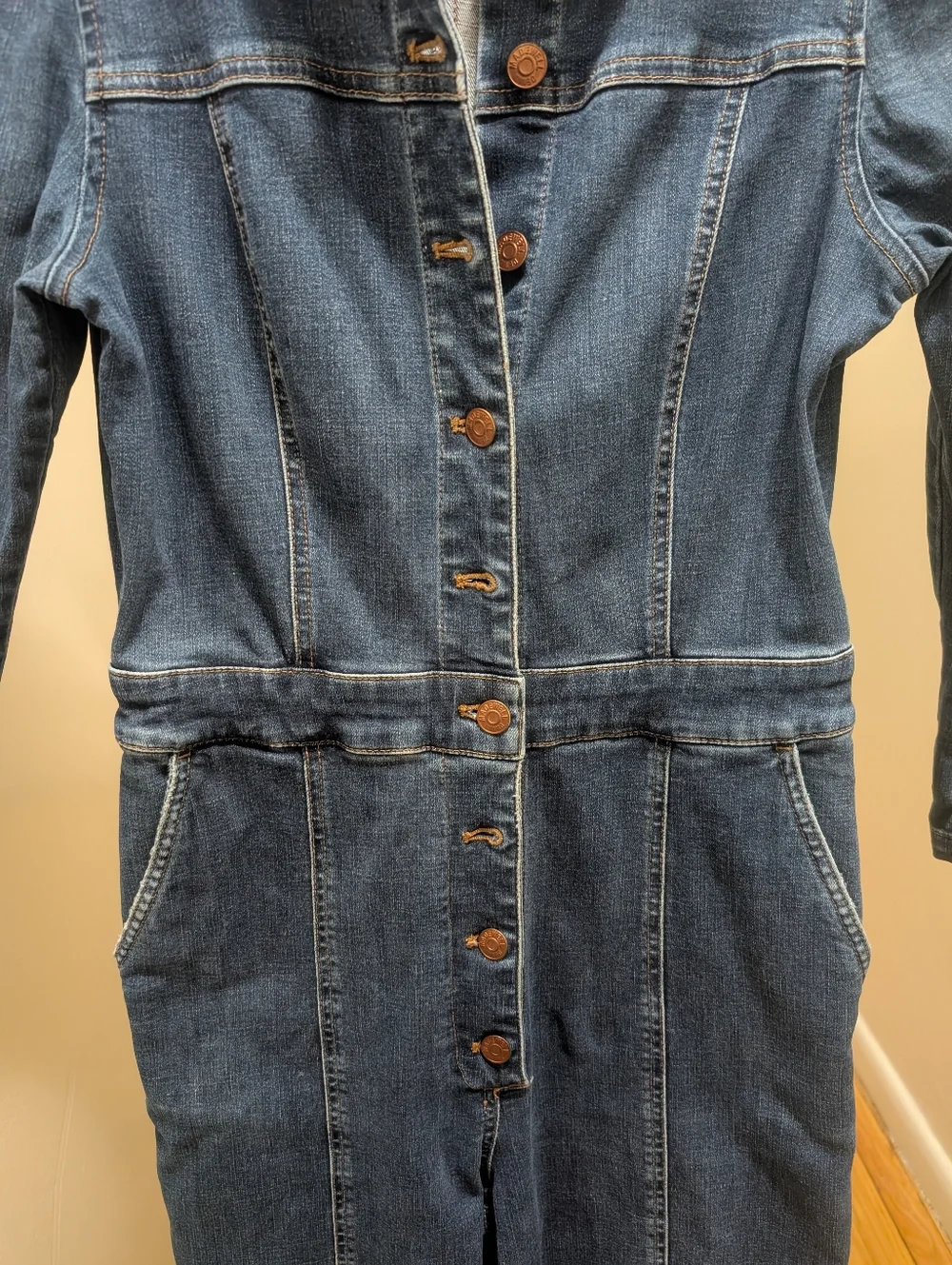 Madewell Denim Jumpsuit Puff Sleeve Size 6 - Picture 5 of 8